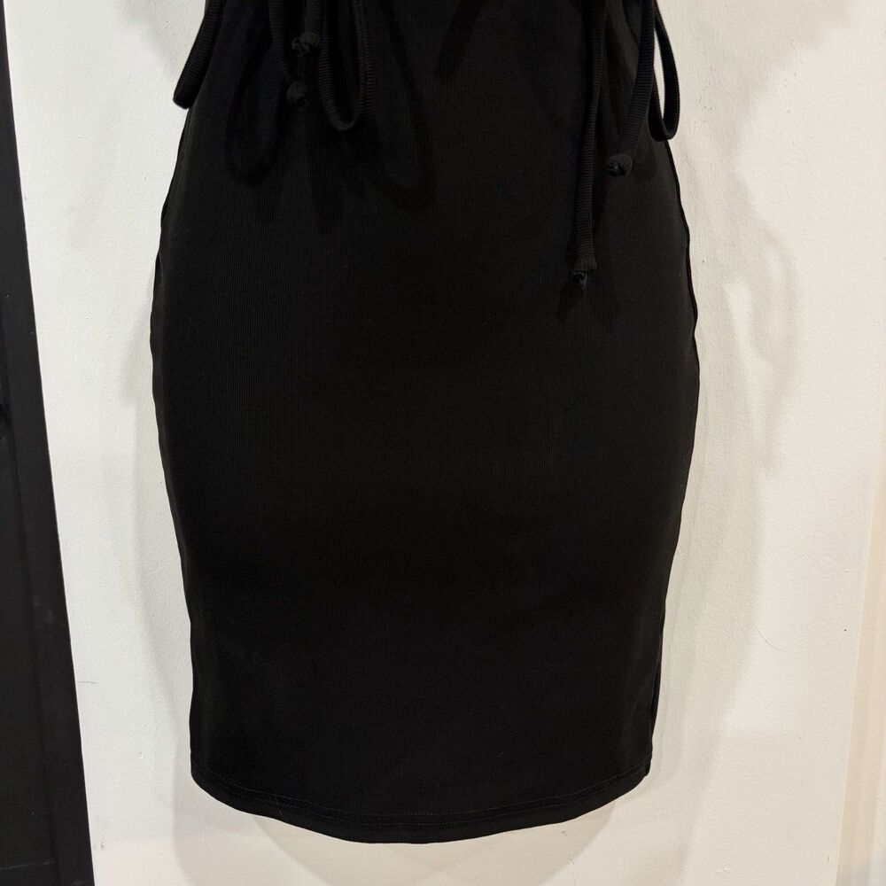 Strapless Black Corset Style Lace Up Bodycon Mini Dress Size Small - Picture 3 of 7